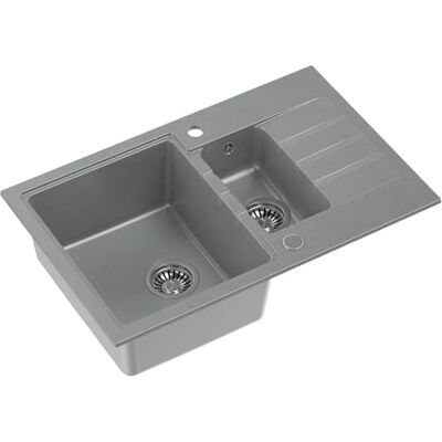 Quadron Evier double bassin Evier de cuisine Taille 78 x 50 x 20 cm, Gris et Acier PETER 156 Granit Evier en granit Evier double bassin Cuisine Élément bas à partir de : 60 cm - Publicité Quadron Evier double bassin Evier de cuisine Taille 78 x 50 x 20 cm, Gris et Acier PETER 156 Granit Evier en granit Evier double bassin Cuisine Élément bas à partir de : 60 cm - Publicité