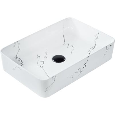 Beliani Lavabo en Céramique 51 x 34 cm Effet Marbre Comptoir Evier Rectangulaire Salle de Bain Blanc Hopi - Publicité Beliani Lavabo en Céramique 51 x 34 cm Effet Marbre Comptoir Evier Rectangulaire Salle de Bain Blanc Hopi - Publicité