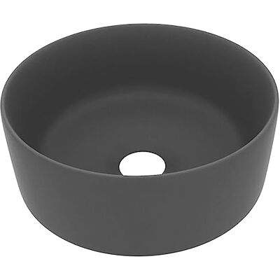 vidaXL Lavabo Rond de Luxe Gris Foncé en Céramique - Lavabo - Publicité vidaXL Lavabo Rond de Luxe Gris Foncé en Céramique - Lavabo - Publicité
