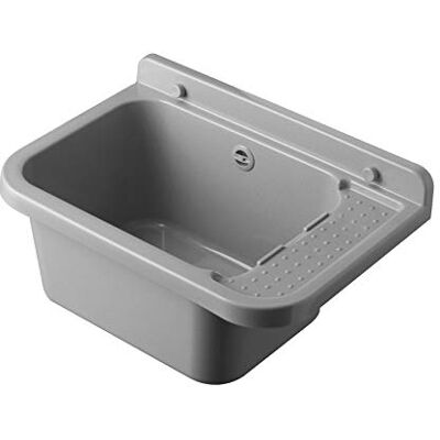Negrari AM2051G Évier mural en résine, résistant aux intempéries, livré avec kit de fixation et kit d'échappement, pour extérieur 50 x 34 h 21, gris ciment - Publicité Negrari AM2051G Évier mural en résine, résistant aux intempéries, livré avec kit de fixation et kit d'échappement, pour extérieur 50 x 34 h 21, gris ciment - Publicité