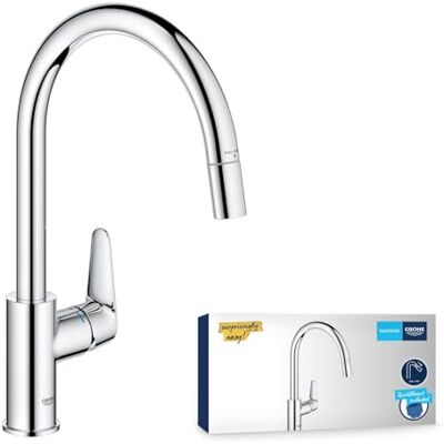 Grohe Start Curve Robinet de Cuisine, Mitigeur Monocommande Evier, Mousseur Extractible, Bec Haut, Zone de Rotation 360°, Chromé, 30562000 - Publicité Grohe Start Curve Robinet de Cuisine, Mitigeur Monocommande Evier, Mousseur Extractible, Bec Haut, Zone de Rotation 360°, Chromé, 30562000 - Publicité