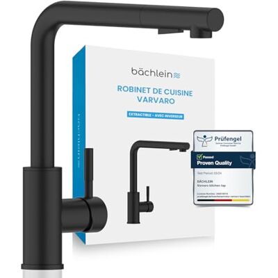 Bächlein Robinet de cuisine Varvaro Pivotant à 360 degrés (noir mat) Mitigeur monocommande en acier inoxydable avec tuyau extensible et douchette avec interrupteur Robinet de cuisine - Publicité Bächlein Robinet de cuisine Varvaro Pivotant à 360 degrés (noir mat) Mitigeur monocommande en acier inoxydable avec tuyau extensible et douchette avec interrupteur Robinet de cuisine - Publicité