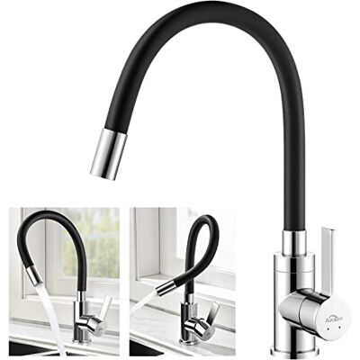 Auralum Robinet Cuisine Noir Monocommande, Bec Silicone Flexible à Modeler - Publicité Auralum Robinet Cuisine Noir Monocommande, Bec Silicone Flexible à Modeler - Publicité