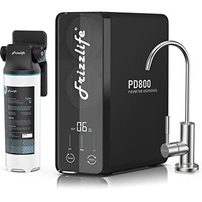 FRIZZLIFE Filtre à eau à osmose inverse 800 GPD, NSF/ASNI 58&53&42&372, système d'osmose inverse alcalin minéral pH+, filtration en 9 étapes sans réservoir, pur/drainage 2:1, sous évier, PD800-TAM4 - Publicité FRIZZLIFE Filtre à eau à osmose inverse 800 GPD, NSF/ASNI 58&53&42&372, système d'osmose inverse alcalin minéral pH+, filtration en 9 étapes sans réservoir, pur/drainage 2:1, sous évier, PD800-TAM4 - Publicité