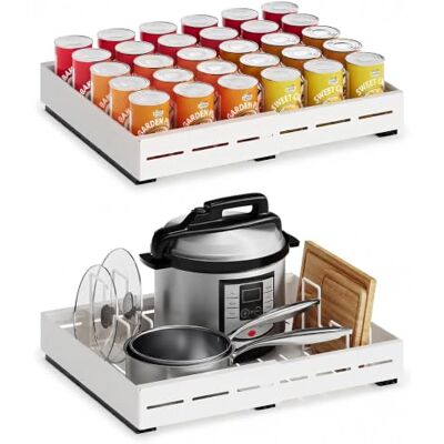SONGMICS Lot de 2 Rangements Cuisine Coulissants, Extensible, Acier Lot de 2 Étagères Placard, 42 x (30-51,5) x 8,3 cm, 2 Séparateurs, Sous Évier, Blanc Mat, Beque KCS415W101 - Publicité SONGMICS Lot de 2 Rangements Cuisine Coulissants, Extensible, Acier Lot de 2 Étagères Placard, 42 x (30-51,5) x 8,3 cm, 2 Séparateurs, Sous Évier, Blanc Mat, Beque KCS415W101 - Publicité