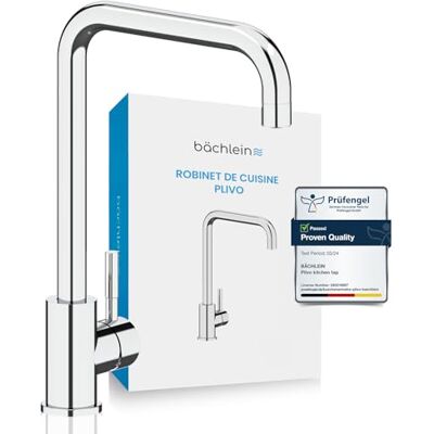 Bächlein Robinet de cuisine Plivo (chrome) – Robinet d'évier à une main en acier inoxydable avec bec pivotant à 360°, robinet de cuisine en version extra massive - Publicité Bächlein Robinet de cuisine Plivo (chrome) – Robinet d'évier à une main en acier inoxydable avec bec pivotant à 360°, robinet de cuisine en version extra massive - Publicité