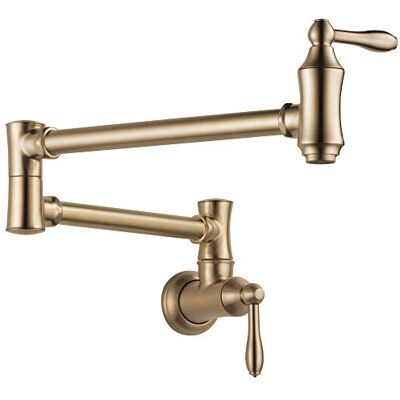 Delta FAUCET Traditional Wall-Mount Pot Filler Faucet, Champagne Bronze 1177LF-CZ - Publicité Delta FAUCET Traditional Wall-Mount Pot Filler Faucet, Champagne Bronze 1177LF-CZ - Publicité