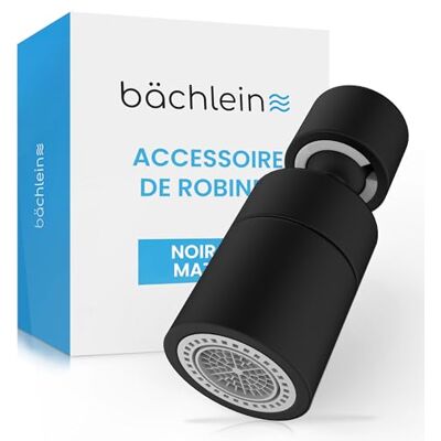 Bächlein Embout de robinet universel en noir mat avec deux types de jet – Aérateur rotatif pour robinets de cuisine - Publicité Bächlein Embout de robinet universel en noir mat avec deux types de jet – Aérateur rotatif pour robinets de cuisine - Publicité