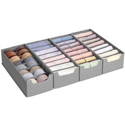 SONGMICS Set di 4 Divisori per Cassetti, per Cassettiere HEMNES e MALM di IKEA, con Separatori, Organizzatori per Biancheria Intima Pieghevole, 40 x 16 x 10 cm, Grigio Tortora RUS014G01 - Publicité SONGMICS Set di 4 Divisori per Cassetti, per Cassettiere HEMNES e MALM di IKEA, con Separatori, Organizzatori per Biancheria Intima Pieghevole, 40 x 16 x 10 cm, Grigio Tortora RUS014G01 - Publicité