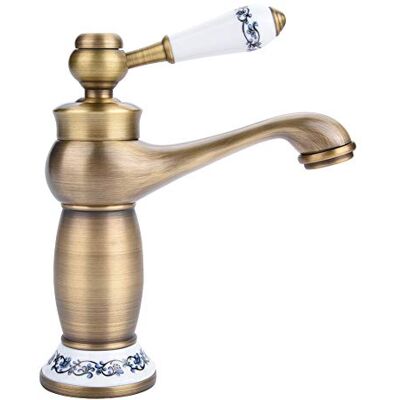 Zerodis Robinet Mitigeur D'Eau Chaude Froide À Poignée Unique En Laiton Avec Motif Floral Pour Évier De Cuisine, Salle De Bain (Antique) - Publicité Zerodis Robinet Mitigeur D'Eau Chaude Froide À Poignée Unique En Laiton Avec Motif Floral Pour Évier De Cuisine, Salle De Bain (Antique) - Publicité