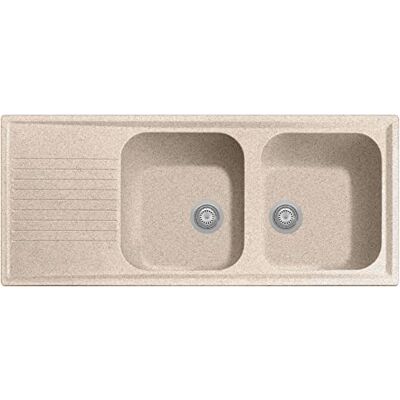 Plados Évier composite PL1162 deux bacs plus égouttoir + planche à découper bois (Avena) - Publicité Plados Évier composite PL1162 deux bacs plus égouttoir + planche à découper bois (Avena) - Publicité