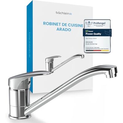 Bächlein Arado Robinet de cuisine pivotant à 360° (chrome) Mitigeur d'évier chromé avec bec pivotant à 360° Robinet de cuisine en version extra massive - Publicité Bächlein Arado Robinet de cuisine pivotant à 360° (chrome) Mitigeur d'évier chromé avec bec pivotant à 360° Robinet de cuisine en version extra massive - Publicité