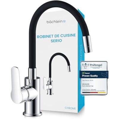 Bächlein Robinet de Cuisine avec Col Flexible Bec Orientable Á 360° pour Tous les Coins de Votre Évier, Robinet Moderne pour la Cuisine - Publicité Bächlein Robinet de Cuisine avec Col Flexible Bec Orientable Á 360° pour Tous les Coins de Votre Évier, Robinet Moderne pour la Cuisine - Publicité