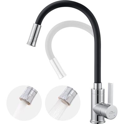 Auralum Robinet Cuisine Noir avec Bec Flexible, 2 Modes de Pulvérisation - Publicité Auralum Robinet Cuisine Noir avec Bec Flexible, 2 Modes de Pulvérisation - Publicité