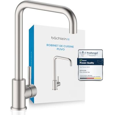 Bächlein Robinet de cuisine Plivo (acier inoxydable brossé) – Robinet d'évier à une main en acier inoxydable avec bec pivotant à 360°, robinet de cuisine en version extra massive - Publicité Bächlein Robinet de cuisine Plivo (acier inoxydable brossé) – Robinet d'évier à une main en acier inoxydable avec bec pivotant à 360°, robinet de cuisine en version extra massive - Publicité