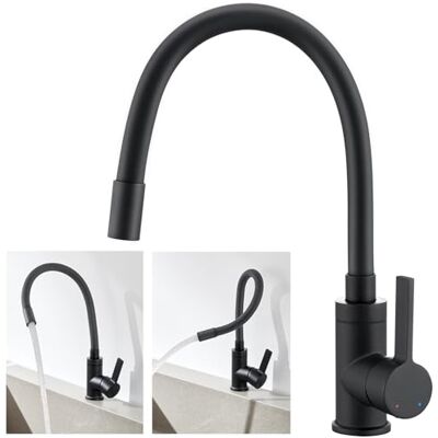 Auralum Robinet Cuisine Noir avec Bec Flexible - Publicité Auralum Robinet Cuisine Noir avec Bec Flexible - Publicité
