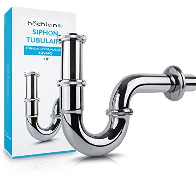 Bächlein Siphon Universel pour Lavabo et Évier Bonde Tubulaire Adaptable Anti-Odeur avec Orifice de Nettoyage Mode d'Emploi Inclus Chromé - Publicité Bächlein Siphon Universel pour Lavabo et Évier Bonde Tubulaire Adaptable Anti-Odeur avec Orifice de Nettoyage Mode d'Emploi Inclus Chromé - Publicité