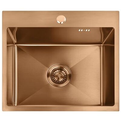 Rea Évier En Acier Leo 50 Avec Robinet de Cuisine Metallo Rame Spazzolato 50x45x18,5 cm - Publicité Rea Évier En Acier Leo 50 Avec Robinet de Cuisine Metallo Rame Spazzolato 50x45x18,5 cm - Publicité