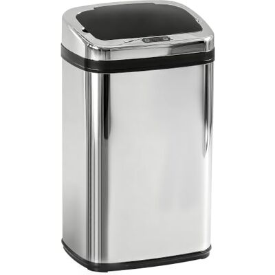 HOMCOM Poubelle de Cuisine Automatique 30L en Acier Inoxydable Argent Capteur de Mouvement Sans Contact, Couvercle, Fonctionne sur Piles, Maison Bureau Salle de Bain Salon - Publicité HOMCOM Poubelle de Cuisine Automatique 30L en Acier Inoxydable Argent Capteur de Mouvement Sans Contact, Couvercle, Fonctionne sur Piles, Maison Bureau Salle de Bain Salon - Publicité