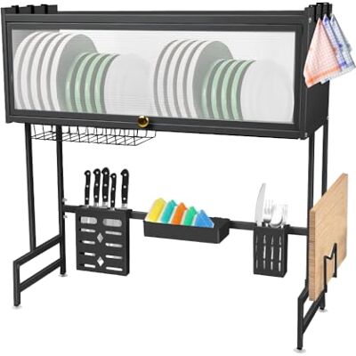 LANTUS Égouttoir à poser à 2 niveaux, égouttoir à poser extensible, design élégant avec drainage à 360°, grand, acier inoxydable, 65 x 30 x 78 cm, noir - Publicité LANTUS Égouttoir à poser à 2 niveaux, égouttoir à poser extensible, design élégant avec drainage à 360°, grand, acier inoxydable, 65 x 30 x 78 cm, noir - Publicité