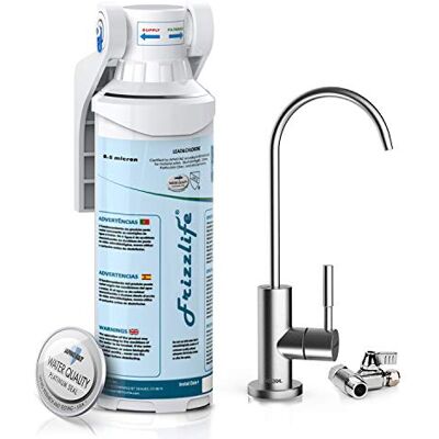 FRIZZLIFE Filtre à eau sous évier – Système de filtration d'eau potable certifié NSF/ANSI 53 et 42 – 0,5 micron, élimine le plomb, le chlore et les odeurs, réduit le fluorure, avec robinet dédié - Publicité FRIZZLIFE Filtre à eau sous évier – Système de filtration d'eau potable certifié NSF/ANSI 53 et 42 – 0,5 micron, élimine le plomb, le chlore et les odeurs, réduit le fluorure, avec robinet dédié - Publicité