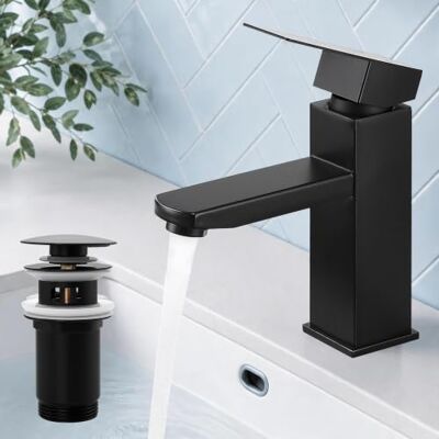 HOMELODY Robinet de salle de bain noir avec bonde, mitigeur de lavabo de salle de bain - Publicité HOMELODY Robinet de salle de bain noir avec bonde, mitigeur de lavabo de salle de bain - Publicité