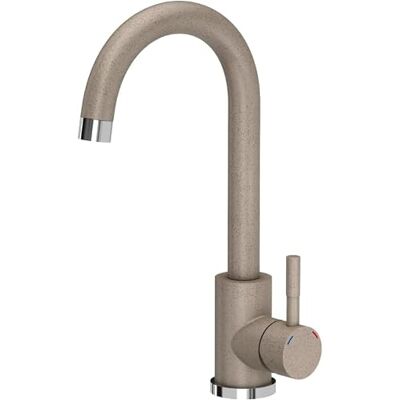 Quadron Robinet de cuisine KATE SteelQ Mélangeur 360°, Couleur: Beige, Hauteur: 22,3 cm Fonction QFix, Rotation- Robinet de cuisine en acier inox, Tête: céramique, Robinetterie pour évier de cuisine - Publicité Quadron Robinet de cuisine KATE SteelQ Mélangeur 360°, Couleur: Beige, Hauteur: 22,3 cm Fonction QFix, Rotation- Robinet de cuisine en acier inox, Tête: céramique, Robinetterie pour évier de cuisine - Publicité