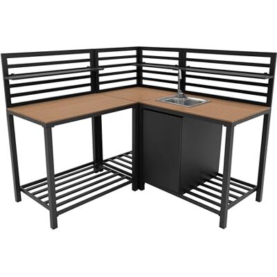Monster Cable Ensemble de Cuisine Extérieure en Aluminium Anthracite Comptoir en Polywood Configuration Modulaire Unité d’Angle Évier & Robinet en INOX Rangement Étagères Placard Zone de Préparation - Publicité Monster Cable Ensemble de Cuisine Extérieure en Aluminium Anthracite Comptoir en Polywood Configuration Modulaire Unité d’Angle Évier & Robinet en INOX Rangement Étagères Placard Zone de Préparation - Publicité