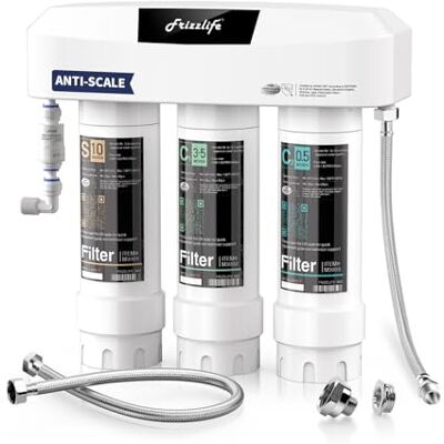 FRIZZLIFE Système de Filtre à Eau Sous Évier SK99-NEW, Connexion Directe, Certifié NSF/ANSI 53&42, 0,5 Micron, 3 Étapes filtration d'eau, Réduit Plomb, Chlore, Chloramine, Fluorure,white - Publicité FRIZZLIFE Système de Filtre à Eau Sous Évier SK99-NEW, Connexion Directe, Certifié NSF/ANSI 53&42, 0,5 Micron, 3 Étapes filtration d'eau, Réduit Plomb, Chlore, Chloramine, Fluorure,white - Publicité