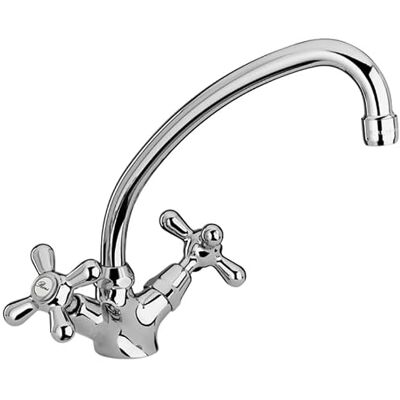 Schläfer 3460411 Robinet rétro avec deux poignées antiques pour évier de cuisine, bouche, pivotant, style "Jota" groupe monotrou style antique chrome et argent - Publicité Schläfer 3460411 Robinet rétro avec deux poignées antiques pour évier de cuisine, bouche, pivotant, style "Jota" groupe monotrou style antique chrome et argent - Publicité