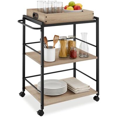 tectake ® Chariot de Service Style Industriel, Desserte à roulettes 65 x 41,5 x 87 cm, Chariot Cuisine avec Plateau Amovible, roulettes pivotantes à Frein, Meuble Cuisine, Meuble Rangement, Bois Clair - Publicité tectake ® Chariot de Service Style Industriel, Desserte à roulettes 65 x 41,5 x 87 cm, Chariot Cuisine avec Plateau Amovible, roulettes pivotantes à Frein, Meuble Cuisine, Meuble Rangement, Bois Clair - Publicité