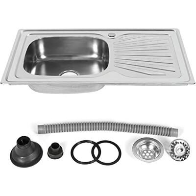 LANTUS Évier de cuisine avec 1 bac, évier en acier inoxydable, 1 bac + égouttoir, évier encastrable avec trou pour robinet, égouttoir (90 x 50 x 15 cm) - Publicité LANTUS Évier de cuisine avec 1 bac, évier en acier inoxydable, 1 bac + égouttoir, évier encastrable avec trou pour robinet, égouttoir (90 x 50 x 15 cm) - Publicité