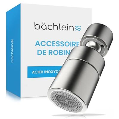 Bächlein Embout de robinet universel en acier inoxydable brossé avec deux types de jet Aérateur rotatif pour robinets de cuisine - Publicité Bächlein Embout de robinet universel en acier inoxydable brossé avec deux types de jet Aérateur rotatif pour robinets de cuisine - Publicité