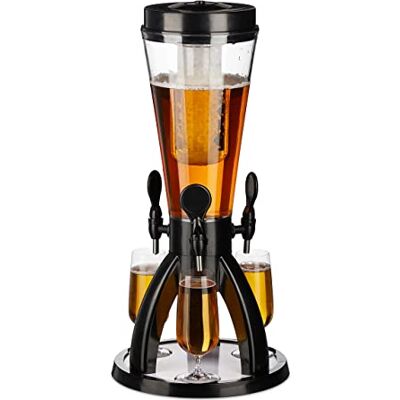 Relaxdays Distributeur de Boissons avec 3 robinets poussoirs, 4 L, réfrigération, extérieur, Transparent Noir - Publicité Relaxdays Distributeur de Boissons avec 3 robinets poussoirs, 4 L, réfrigération, extérieur, Transparent Noir - Publicité
