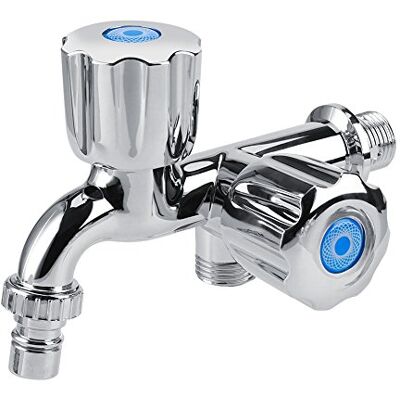 Zerodis Robinet D'Eau À Double Bec Pour Machine À Laver Robinet D'Évier De Cuisine Froid G1/2 (Poignée D'Obturation) - Publicité Zerodis Robinet D'Eau À Double Bec Pour Machine À Laver Robinet D'Évier De Cuisine Froid G1/2 (Poignée D'Obturation) - Publicité