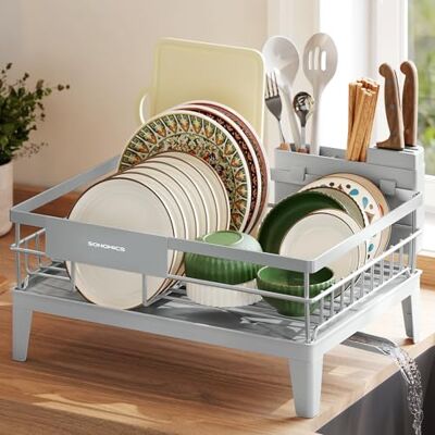 SONGMICS Égouttoir à Vaisselle, Bec Rotatif à 360°, Acier Rangement Evier Cuisine, 42,4 x 35,4 x 22,6 cm, Porte-Couverts, Gris Tourterelle, Collection Patalla, KCS550G01 - Publicité SONGMICS Égouttoir à Vaisselle, Bec Rotatif à 360°, Acier Rangement Evier Cuisine, 42,4 x 35,4 x 22,6 cm, Porte-Couverts, Gris Tourterelle, Collection Patalla, KCS550G01 - Publicité