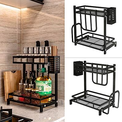 LANTUS Rangement sous Évier,Etagère De Rangement sous Évier Étagère 2 Niveaux Matériau en Acier au Carbone épaissi,tagère à Épices avec Porte-ustensiles, Acier au Carbone - Publicité LANTUS Rangement sous Évier,Etagère De Rangement sous Évier Étagère 2 Niveaux Matériau en Acier au Carbone épaissi,tagère à Épices avec Porte-ustensiles, Acier au Carbone - Publicité