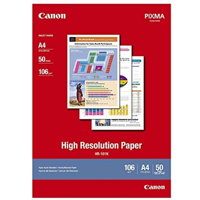Canon HR-101 Papier Bureautique Haute Résolution Format A4 (50 feuilles) - Publicité Canon HR-101 Papier Bureautique Haute Résolution Format A4 (50 feuilles) - Publicité