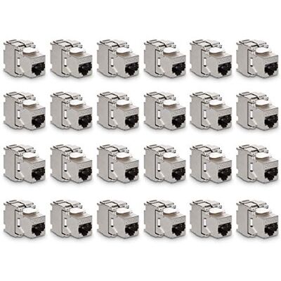 Kwmobile - 24x Shielded Keystone Jack Cat6a - Pack 24 - Cat6a - Shielded - Keystone Jack - Publicité Kwmobile - 24x Shielded Keystone Jack Cat6a - Pack 24 - Cat6a - Shielded - Keystone Jack - Publicité