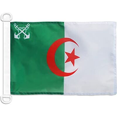AZ FLAG Pavillon Pavillon de guerre Algérie 45x30 cm Anneaux Plastique Usage extérieur et nautique Pavillon nautique algérien résistant aux intempéries avec coutures doubles et bords renforcés - Publicité AZ FLAG Pavillon Pavillon de guerre Algérie 45x30 cm Anneaux Plastique Usage extérieur et nautique Pavillon nautique algérien résistant aux intempéries avec coutures doubles et bords renforcés - Publicité