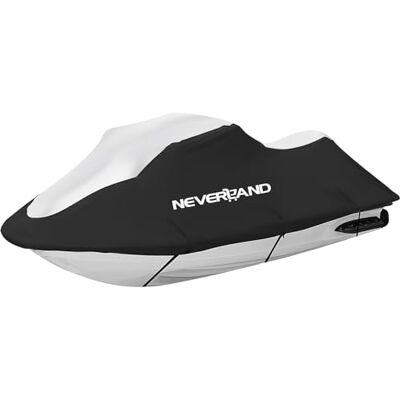 NEVERLAND Housse Jet Ski Remorquable Imperméable 210D Bâche de Bateau avec 2 grilles d'aération de qualité Marine pour Yamaha Sea-Doo Kawasaki jusqu'à 145 - Publicité NEVERLAND Housse Jet Ski Remorquable Imperméable 210D Bâche de Bateau avec 2 grilles d'aération de qualité Marine pour Yamaha Sea-Doo Kawasaki jusqu'à 145 - Publicité