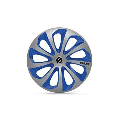 SPARCO SPC1573SVBL Enjoliveur Sicilia, Argent/Bleu, Set de 4, 15 - Publicité SPARCO SPC1573SVBL Enjoliveur Sicilia, Argent/Bleu, Set de 4, 15 - Publicité