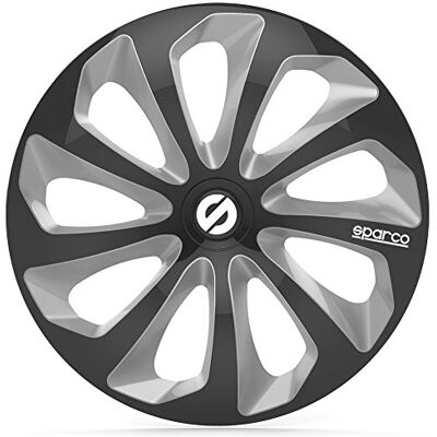 SPARCO SPC1473BKSV Enjoliveur Sicilia, Noir/Argent, Set de 4, 14 - Publicité SPARCO SPC1473BKSV Enjoliveur Sicilia, Noir/Argent, Set de 4, 14 - Publicité