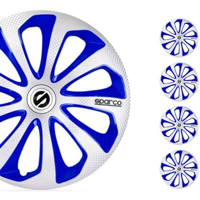 SPARCO Enjoliveurs Cap De Roue Jeu Enjoliveur Auto Bleu argent carbone SPC1675SVBLC - Publicité SPARCO Enjoliveurs Cap De Roue Jeu Enjoliveur Auto Bleu argent carbone SPC1675SVBLC - Publicité