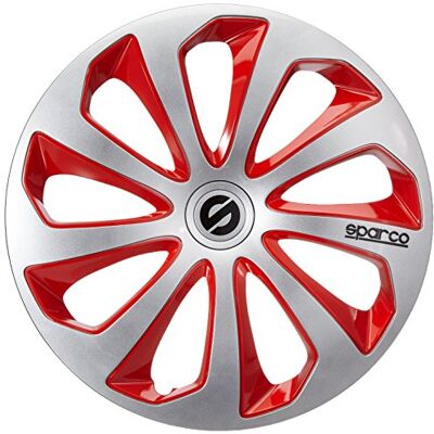 SPARCO SPC1573SVRD Enjoliveur Sicilia, Argent/Rouge, Set de 4, 15 - Publicité SPARCO SPC1573SVRD Enjoliveur Sicilia, Argent/Rouge, Set de 4, 15 - Publicité
