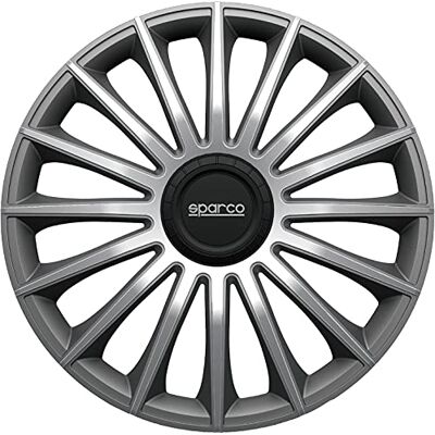 SPARCO SPC1593GRSV Enjoliveurs Treviso, Gris/Argent, 15 Pouces, Set de 4 - Publicité SPARCO SPC1593GRSV Enjoliveurs Treviso, Gris/Argent, 15 Pouces, Set de 4 - Publicité