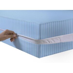 MIA we dress your home Protège-matelas en satin à rayures avec fermeture éclair double face Housse complète anti-punaises de lit Housse de matelas de 30 cm de profondeur avec fermeture éclair Bleu Lit double - Publicité MIA we dress your home Protège-matelas en satin à rayures avec fermeture éclair double face Housse complète anti-punaises de lit Housse de matelas de 30 cm de profondeur avec fermeture éclair Bleu Lit double - Publicité