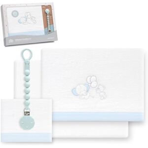 Interbaby Parure de draps pour Berceau 60 x 120 cm, 100% Polyester Drap-Housse, Drap de Dessus et taie d'oreiller Inclus Idéal pour l'hiver Motif éléphant, Ballon, cœur, Blanc/Bleu - Publicité Interbaby Parure de draps pour Berceau 60 x 120 cm, 100% Polyester Drap-Housse, Drap de Dessus et taie d'oreiller Inclus Idéal pour l'hiver Motif éléphant, Ballon, cœur, Blanc/Bleu - Publicité