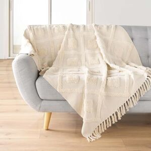 Douceur d'Intérieur , Plaid à Franges (125 x 150 cm) Inca Naturel, Coton & Polyester Tufté - Publicité Douceur d'Intérieur , Plaid à Franges (125 x 150 cm) Inca Naturel, Coton & Polyester Tufté - Publicité
