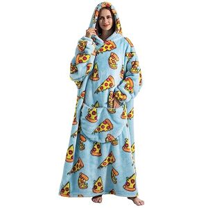 Ksnnrsng Couverture à capuche très grande, super douce, chaude et confortable pour femmes, hommes et adultes, avec une grande poche (pizza, très longue) - Publicité